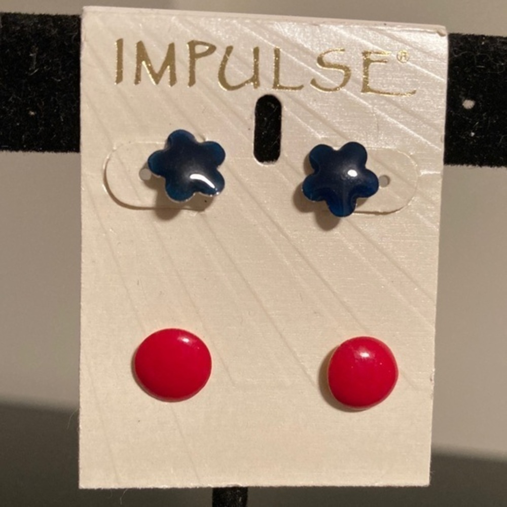 Pulse Kids Navy and Cherry Earrings Set